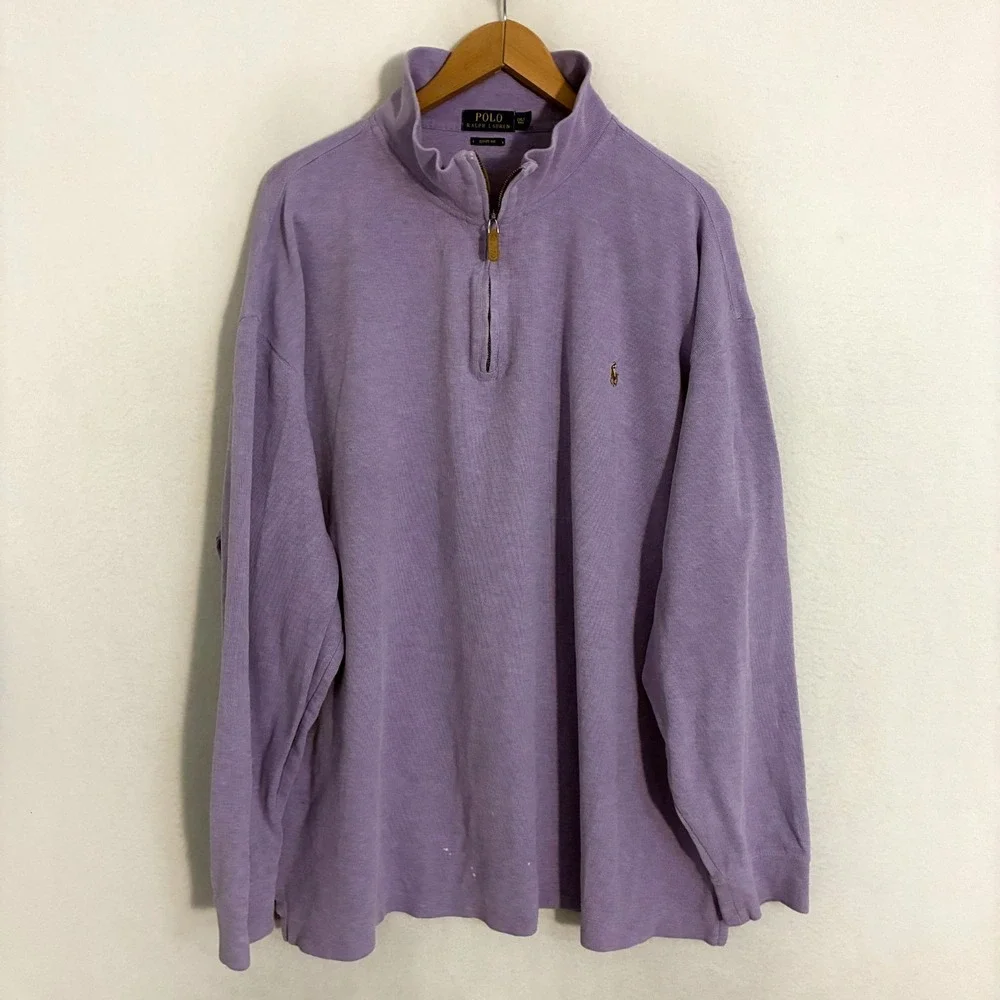 Polo Ralph Lauren 1/4 Zip Estate Rib Sweater Men 2XLT Knit Mock Neck Preppy READ